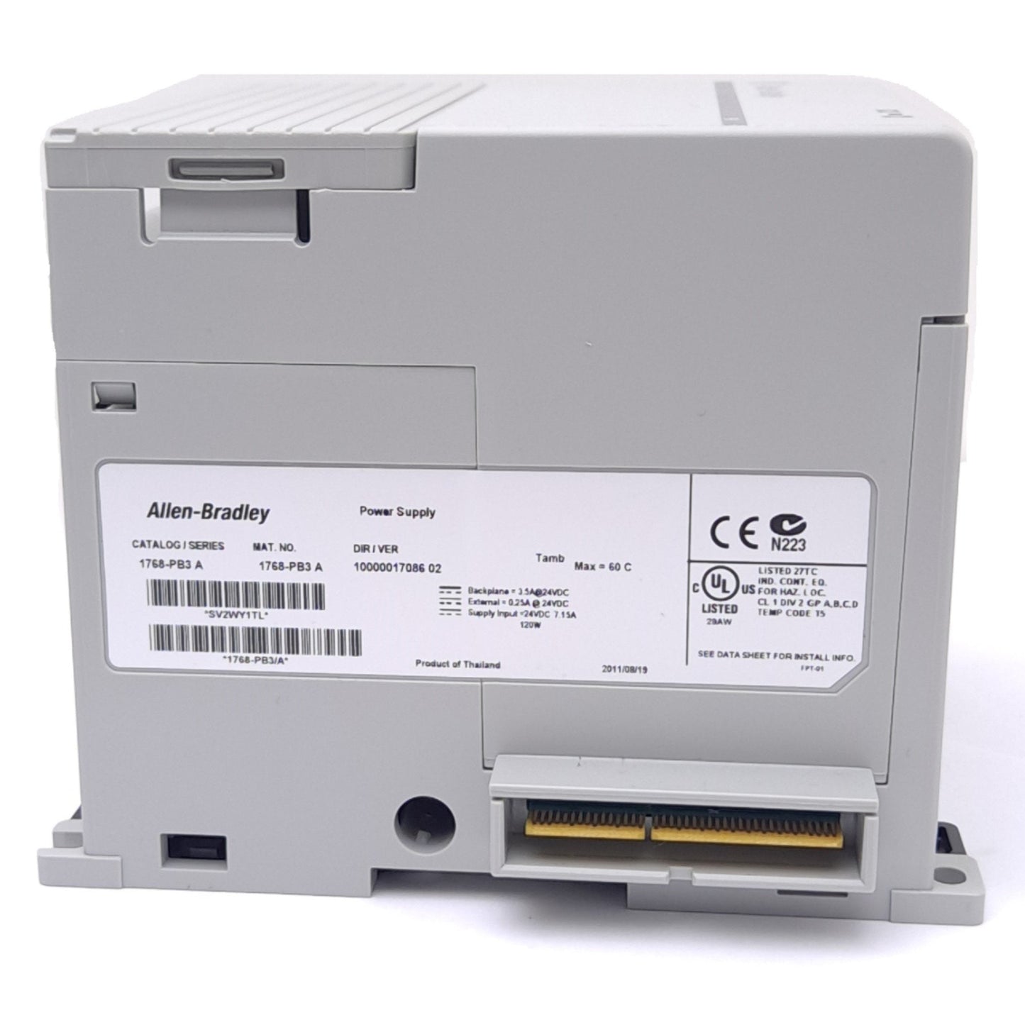 Used Allen Bradley 1768-PB3 A CompactLogix PLC Power Supply, 24VDC 7.15A In, 90W Out