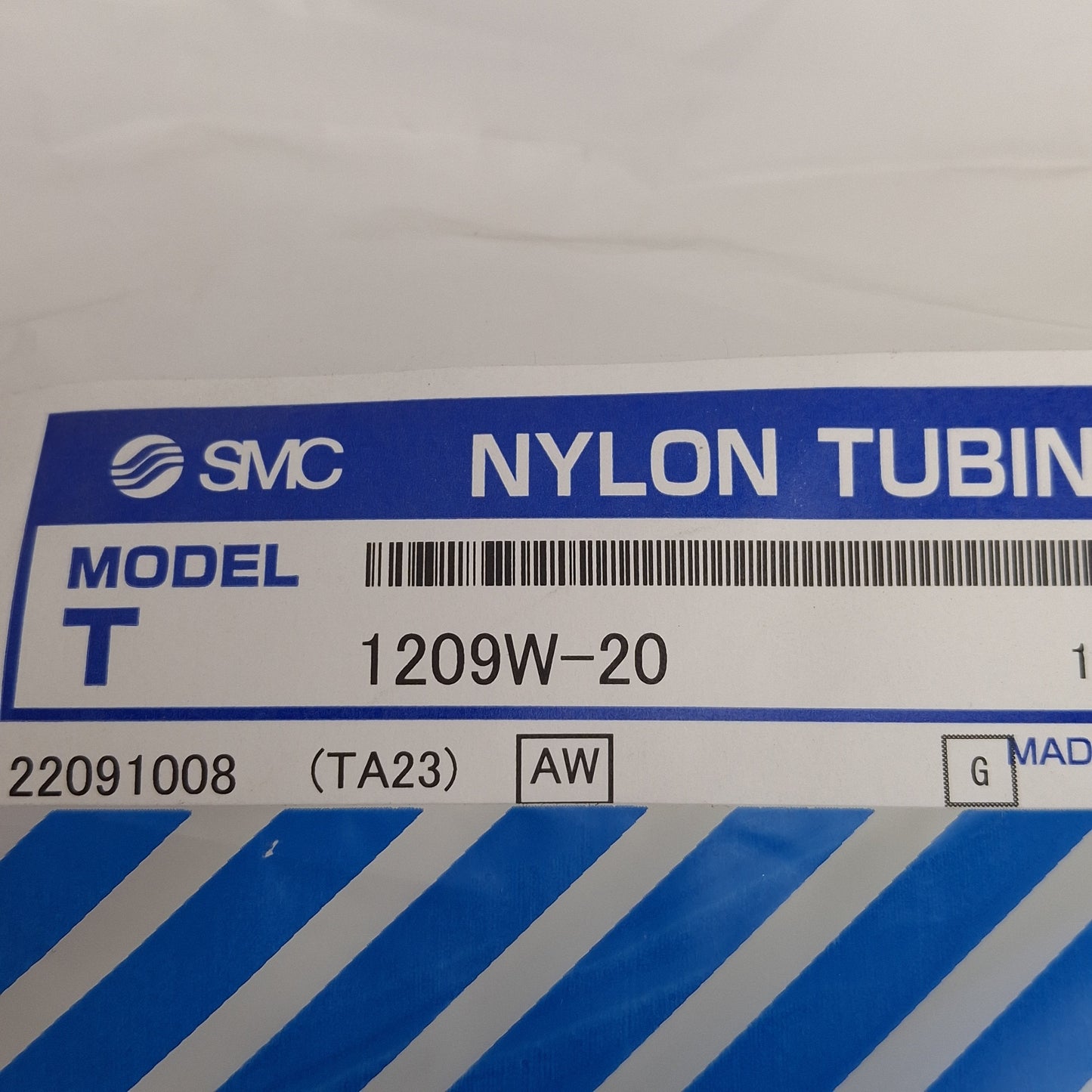 New SMC T1209W-20 White Nylon Tubing, ø12mm OD, ø9mm ID, 1.0MPa @ 60°C, 20m Long