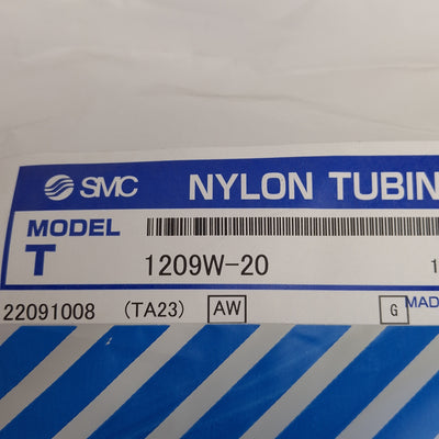 New SMC T1209W-20 White Nylon Tubing, ø12mm OD, ø9mm ID, 1.0MPa @ 60°C, 20m Long