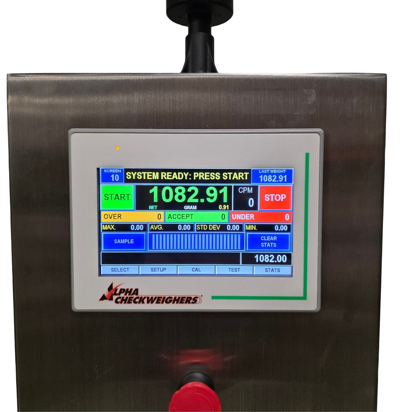 Used Alpha Checkweighers PW-12 Powered Weigh Table 220 Packs/min, 2730g Max, 120VAC