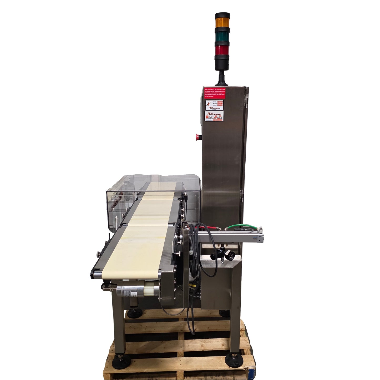 Used Alpha Checkweighers PW-12 Powered Weigh Table 220 Packs/min, 2730g Max, 120VAC