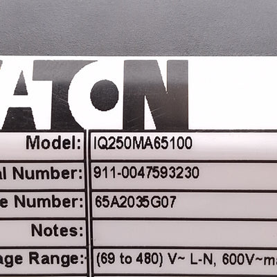 Used Eaton IQ250MA65100 IQ 250 Power Meter, 90-265VAC/DC 10VA Supply, 5A Secondary