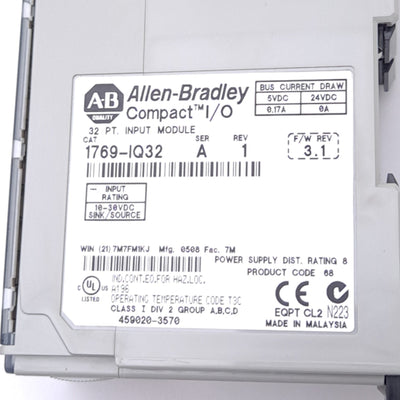 Used Allen Bradley 1769-IQ32 Compact Input Module, Digital, 32-Point, 10-30VDC In