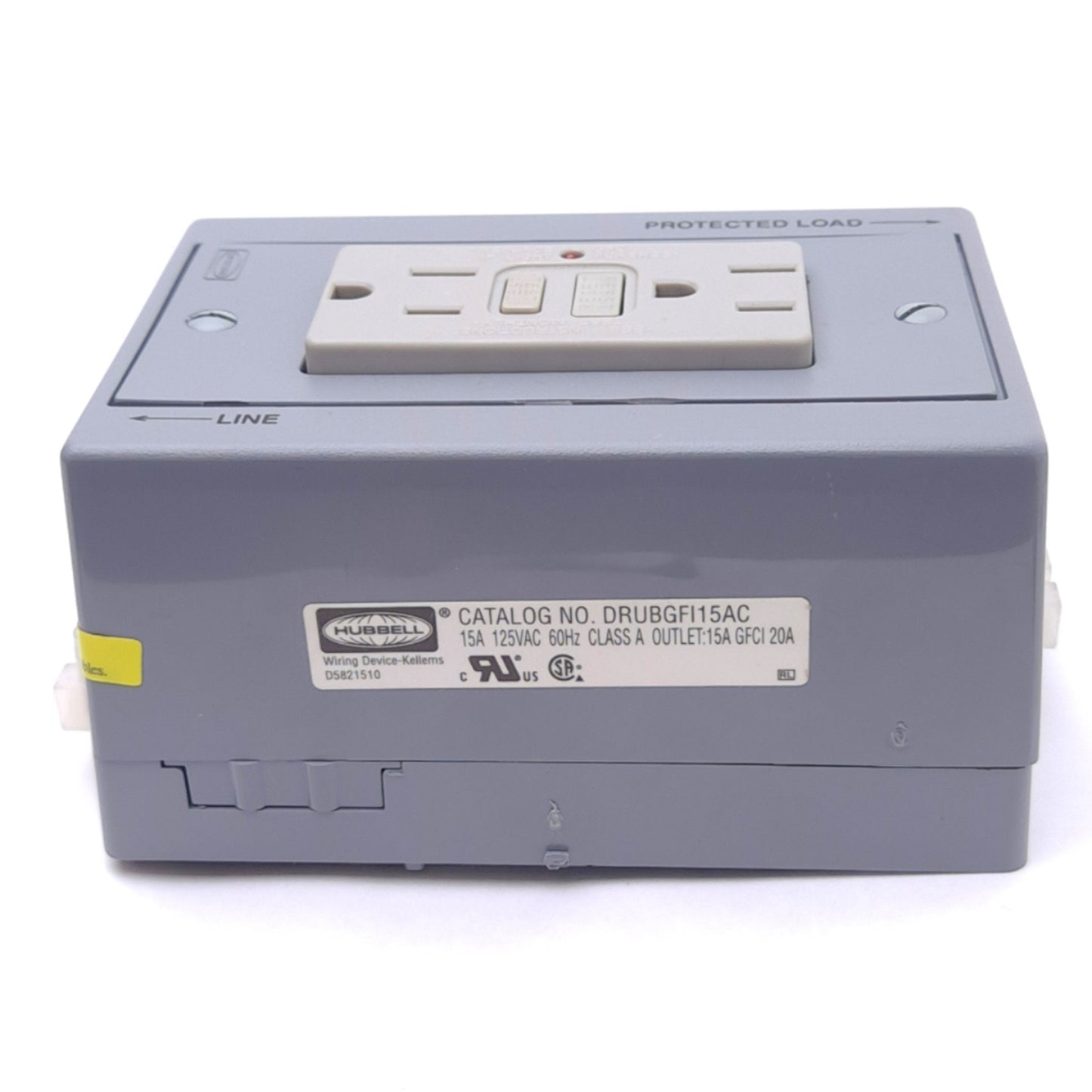 New Hubbell DRUBGFI15AC DIN Rail Utility Box w/ Outlet, 2-Pole 3-Wire, 15A 125VAC