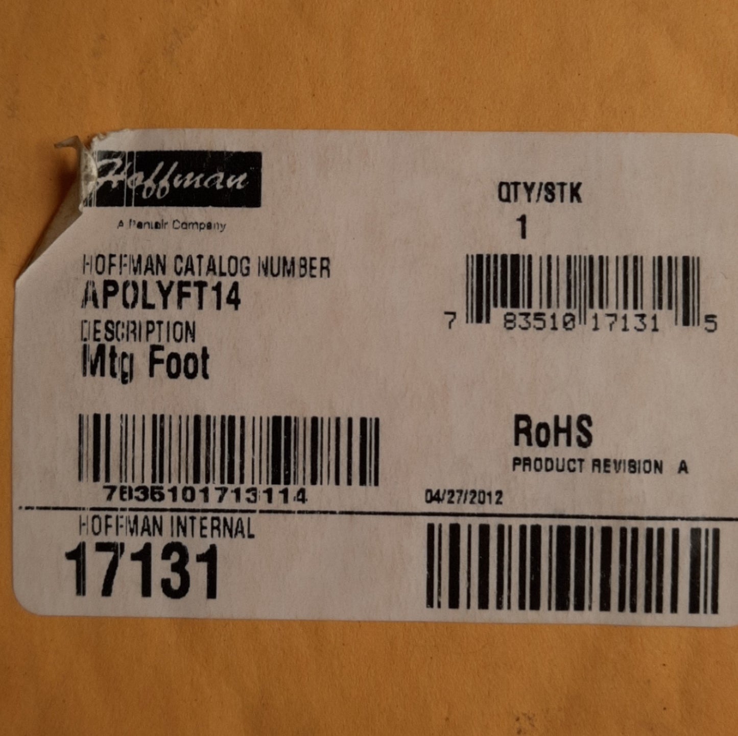 New nVent Hoffman APLOYFT14 PolyPro Mounting Bracket Kit, Fits 14in Enclosure