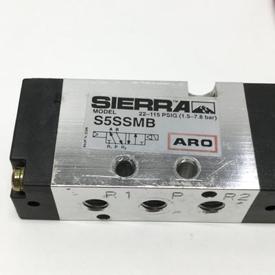 Used ARO Sierra S5SSMB Pneumatic Solenoid Valve 4-Way 24VDC 22-115psi (1.5-7.8bar)