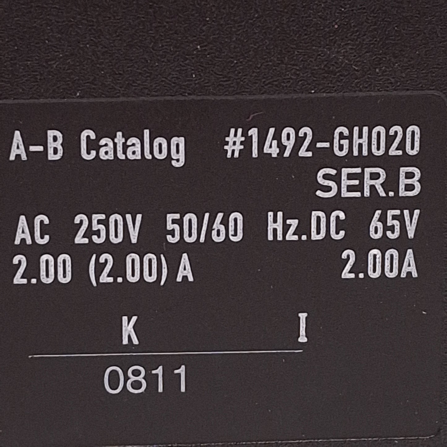 Used Lot of 3 Allen Bradley 1492-GH020 Miniature Circuit Breaker, 2A 250VAC, DIN Rail