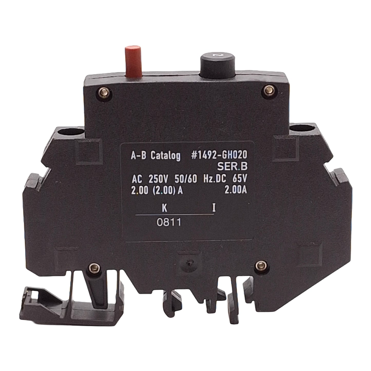 Used Lot of 3 Allen Bradley 1492-GH020 Miniature Circuit Breaker, 2A 250VAC, DIN Rail