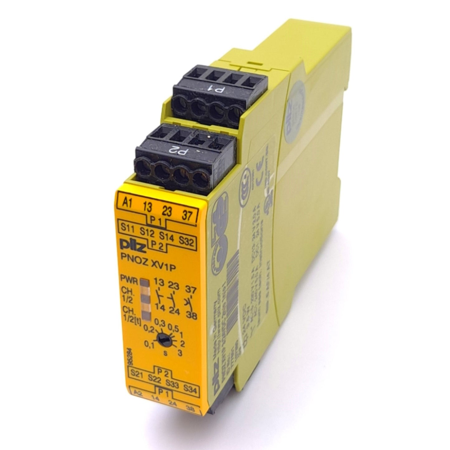 Used Pilz PNOZ XV1P 3/24VDC 2n/o 1n/o t Safety Relay, 24VDC, 2-Input, 2NO + 1NO Out