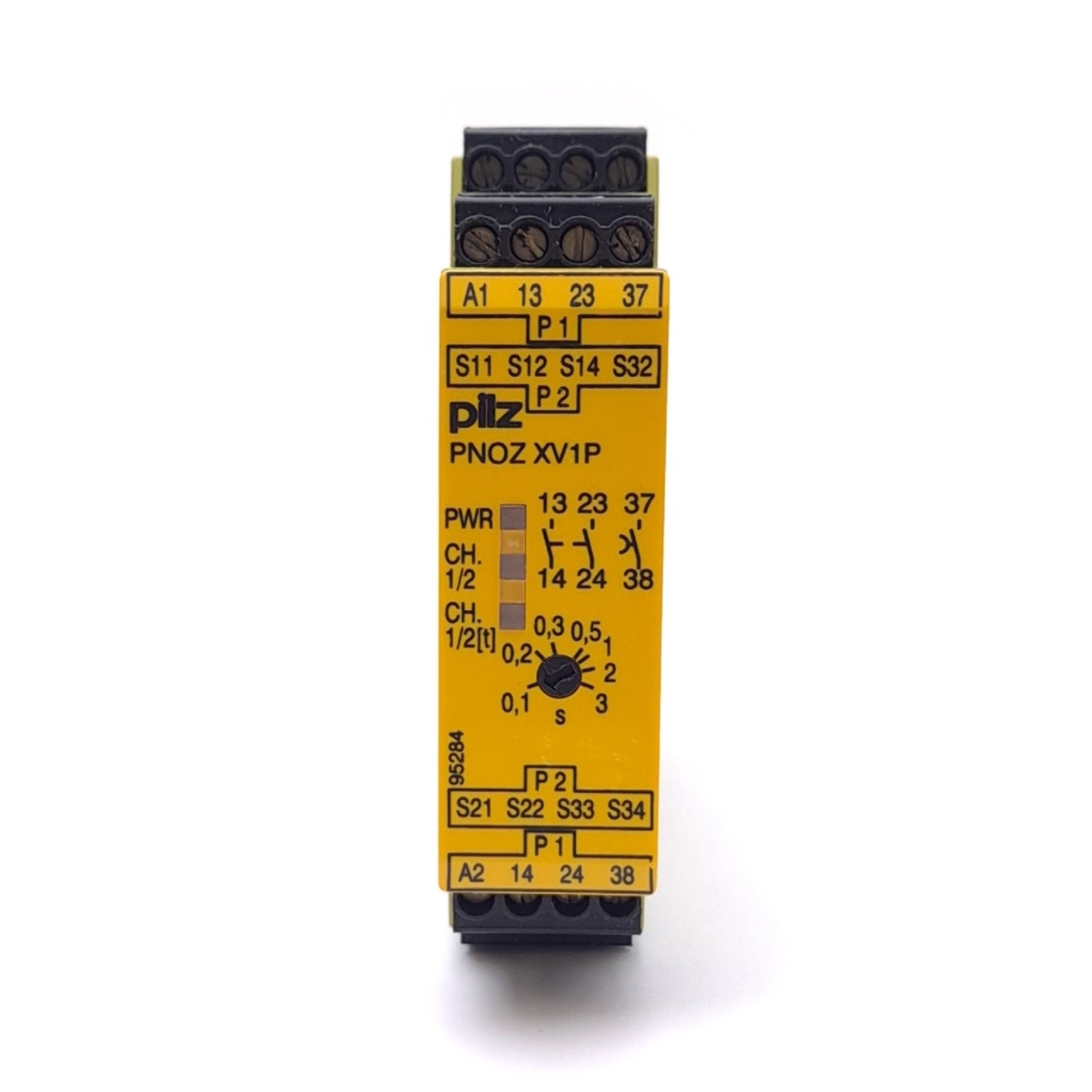 Used Pilz PNOZ XV1P 3/24VDC 2n/o 1n/o t Safety Relay, 24VDC, 2-Input, 2NO + 1NO Out