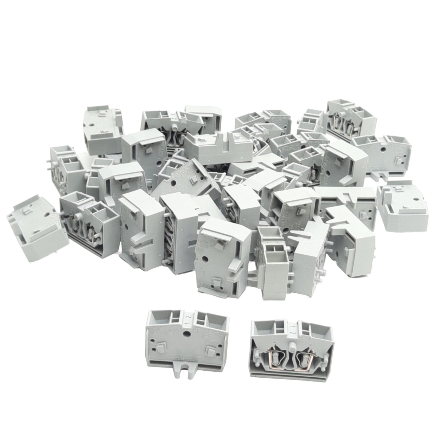 Used Lot of 40 Wago 264-331 Terminal Blocks 4-Conductor, 1-Pole, 600V 20A, Fix Flange