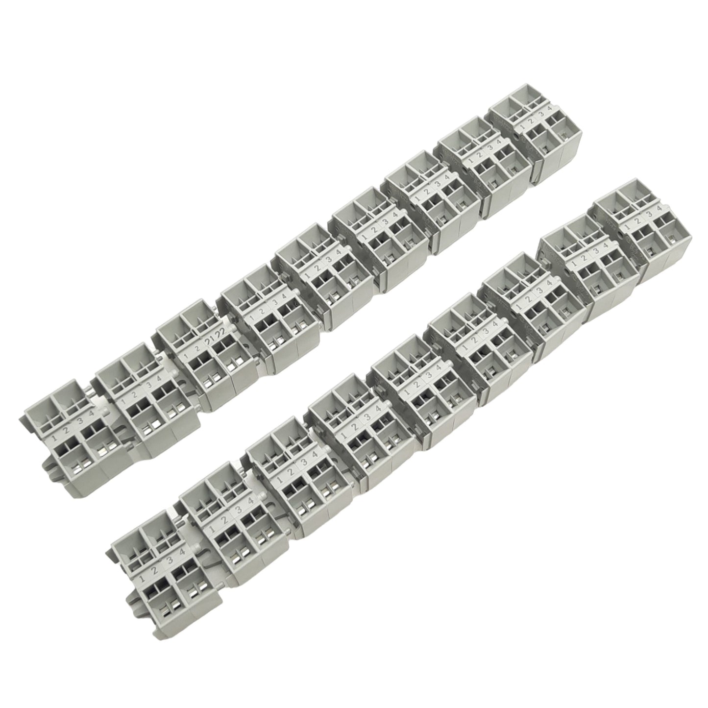 Used Lot of 18 Wago 264-351 & 264-331 Terminal Blocks, 1-Pole 4-Conductor, 600V 10A