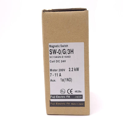 New Fuji Electric SW-0/G/3H Magnetic Switch for 200V Motor, 24VDC Coil, 1 NO, 7-11A