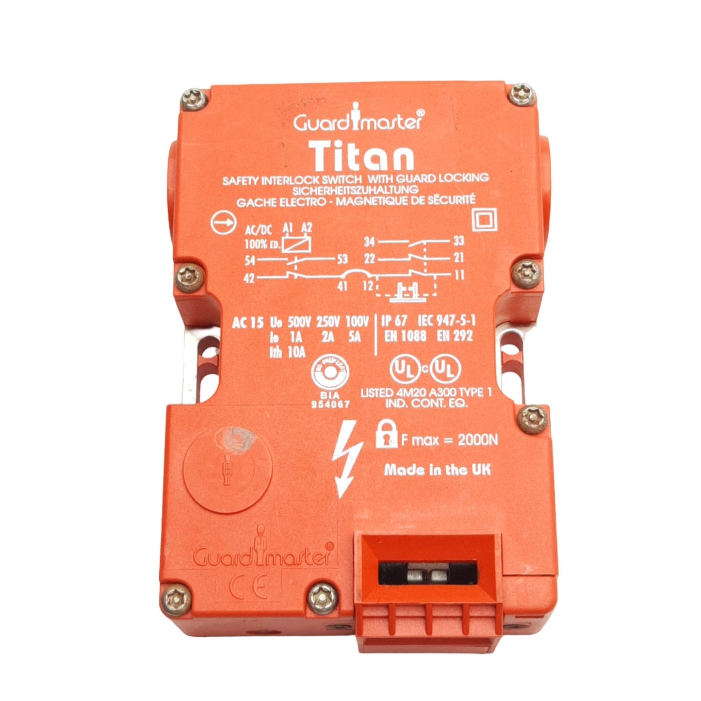 Used Allen Bradley 44519-0080 Safety Interlock 3NC & 2NO, 24VAC/DC Coil, *No Key*