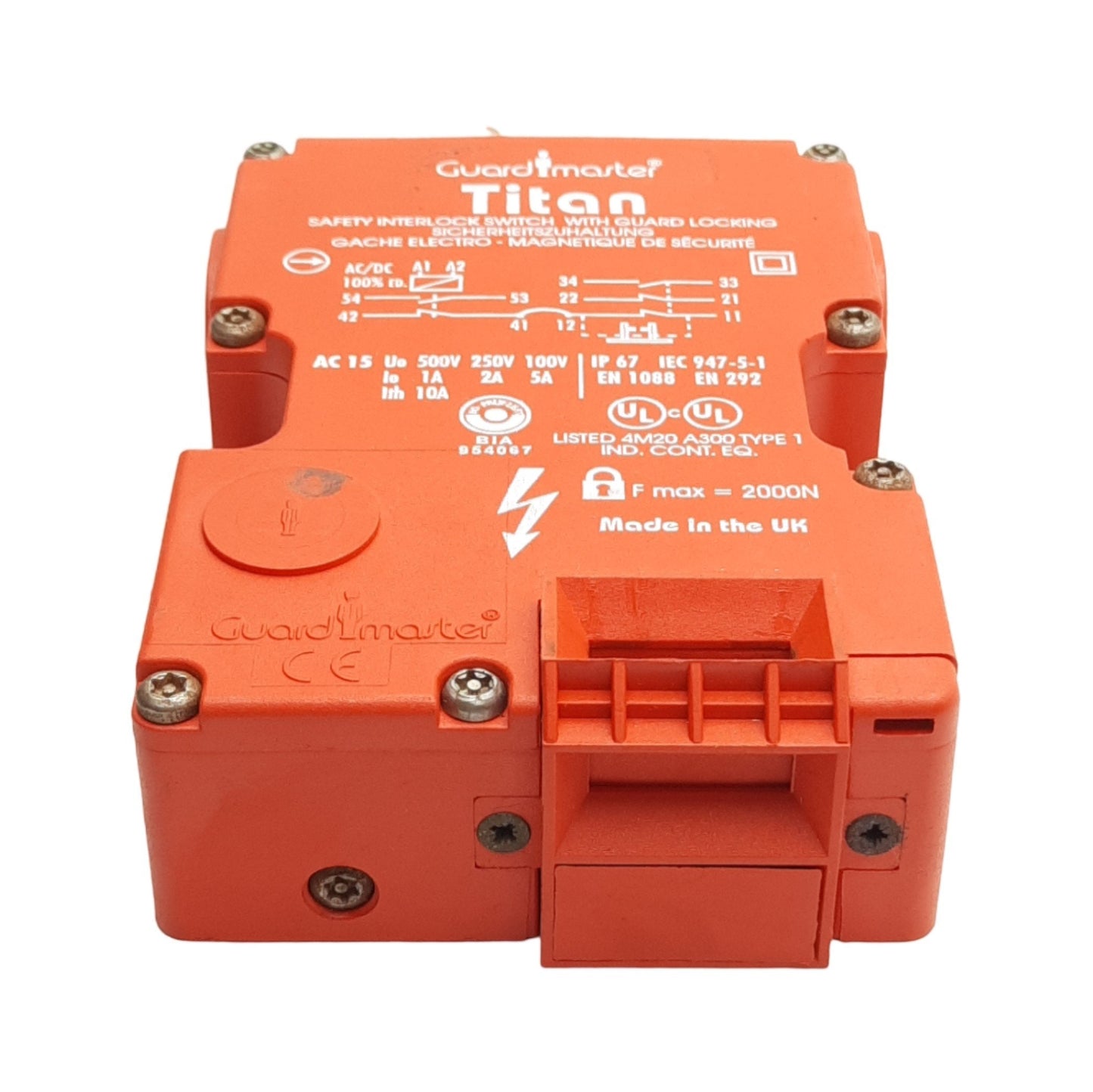 Used Allen Bradley 44519-0080 Safety Interlock 3NC & 2NO, 24VAC/DC Coil, *No Key*