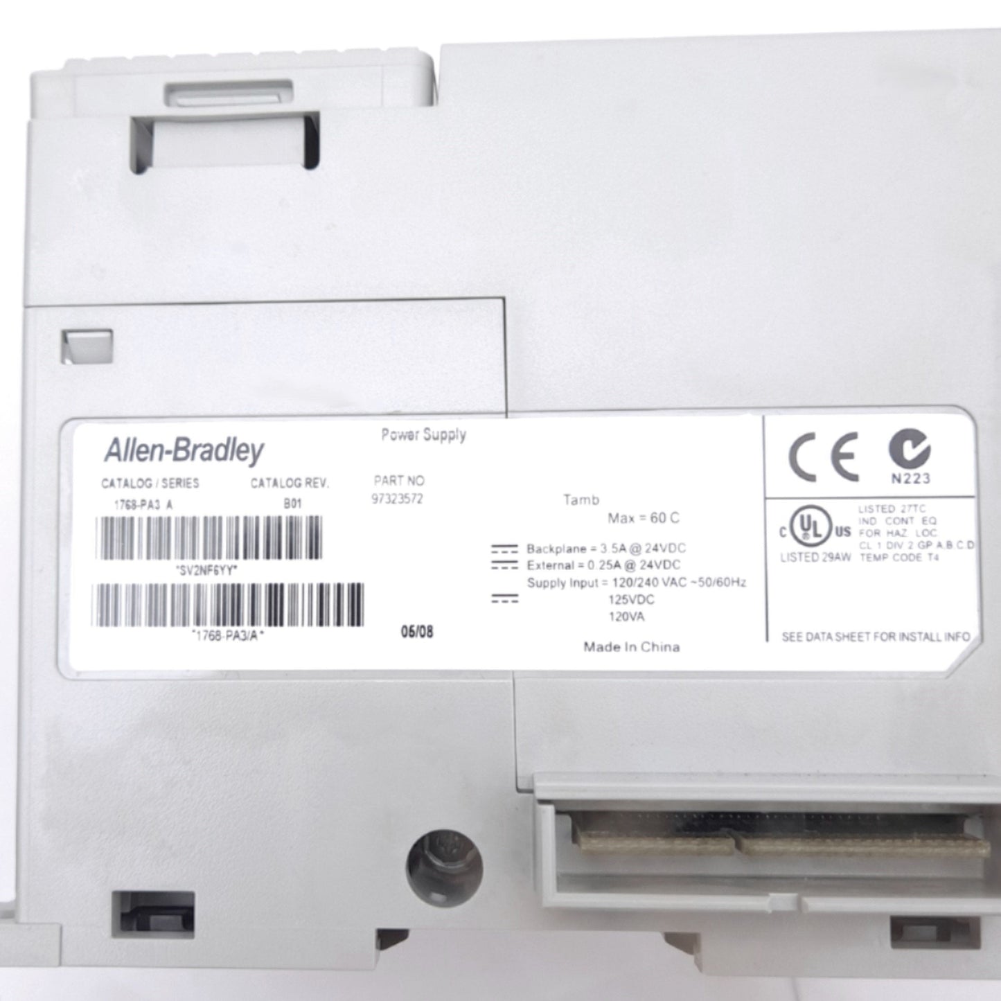 Used Allen Bradley 1768-PA3 A CompactLogix PLC Power Supply, 120/240VAC In, 24VDC Out