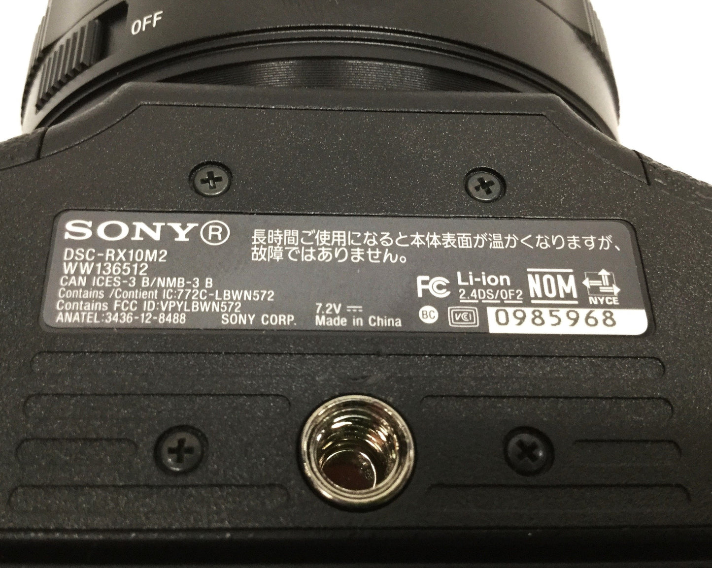 Used Sony DSC-RX10M2 Cyber-Shot Digital Compact Camera 20.2MP HD/4K, f2.8, 1" RS CMOS