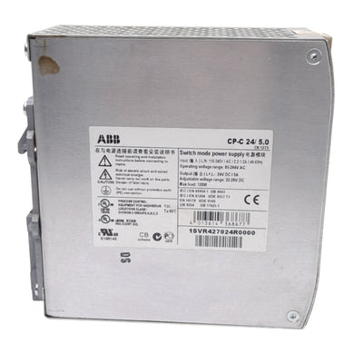 Used ABB CP-C 24/5.0 Power Supply, 110-240V AC/DC In, 24VDC 5A Out, 22-28VDC Adjust