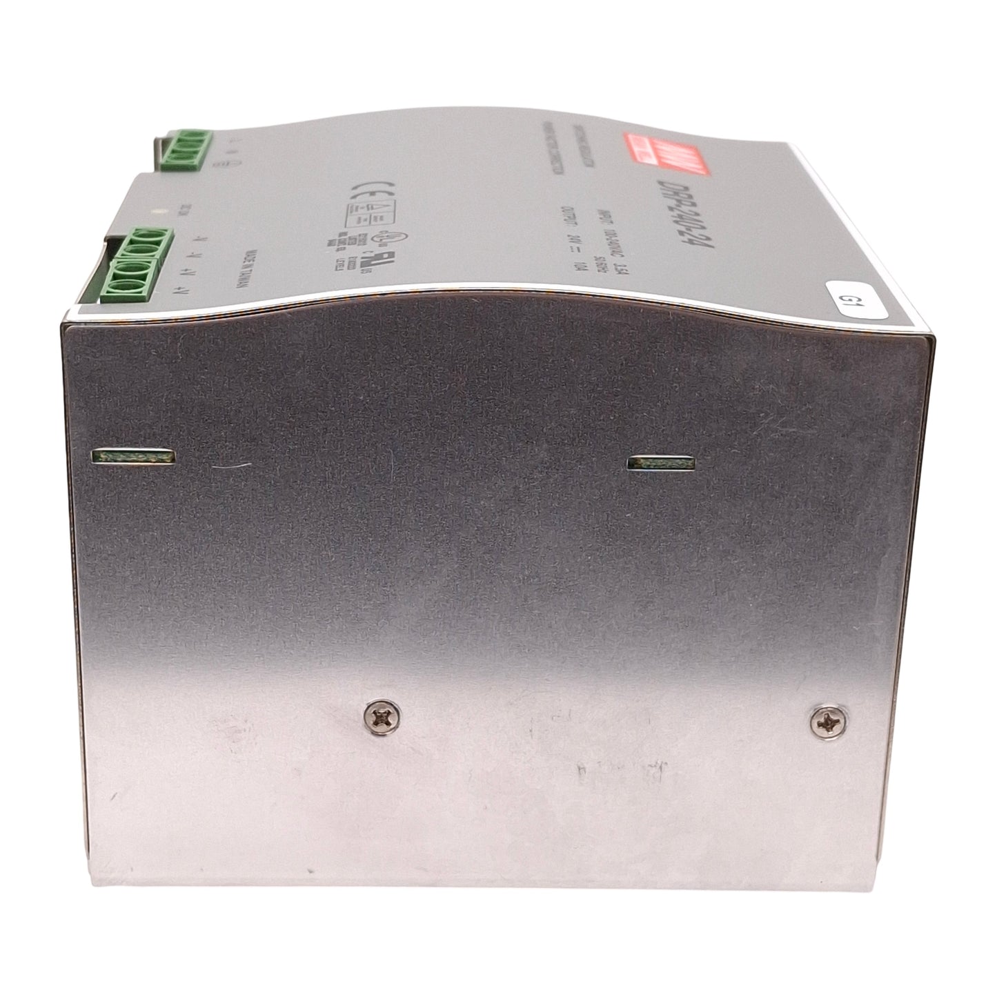 Used Mean Well DRP-240-24 PLC Power Supply, 100-240VAC Input, 24VDC Output, DIN Rail