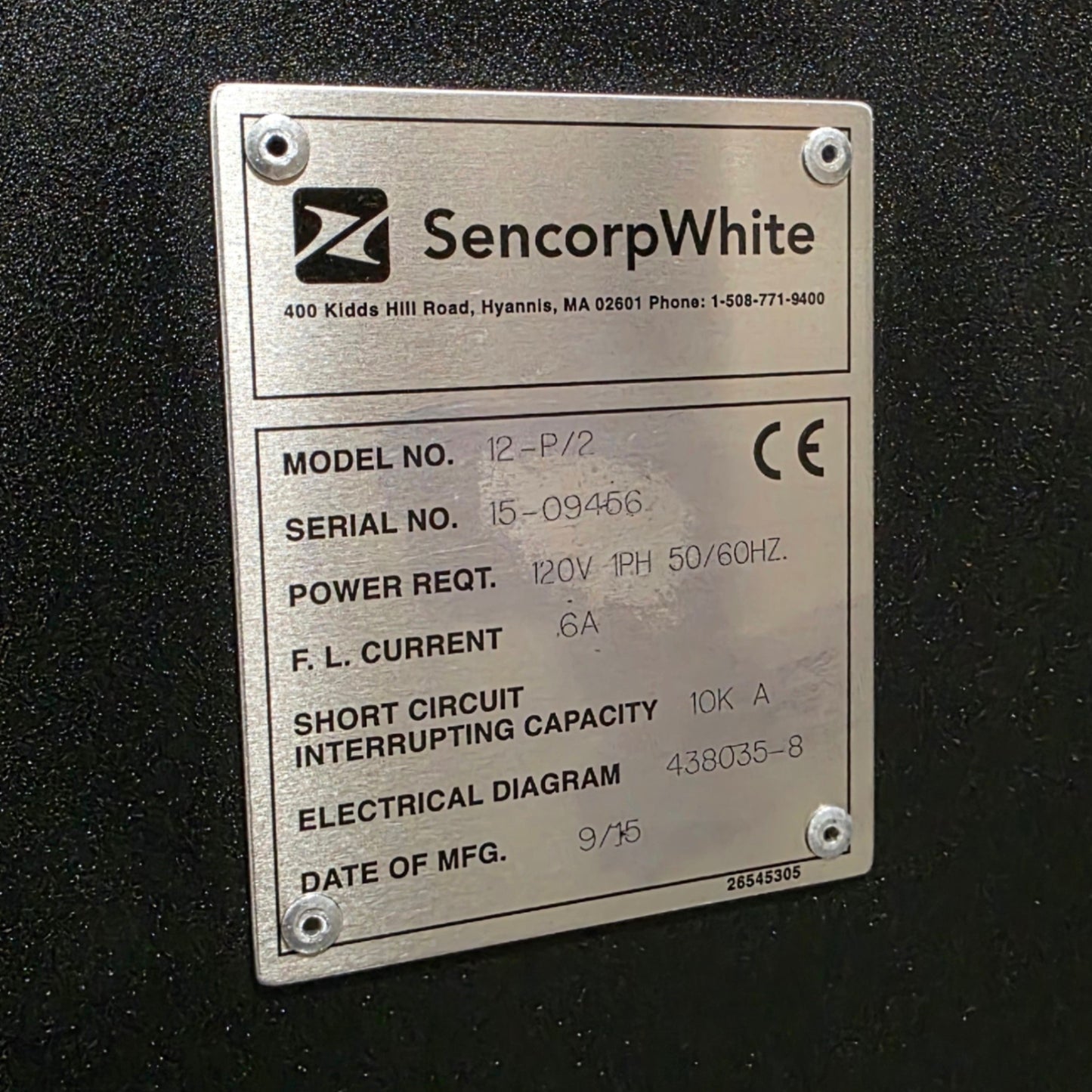 Used Sencorp White 12P/2 P-Series Medical Pouch Heat Sealer, 12"x 1/4" 100PSI, 120VAC