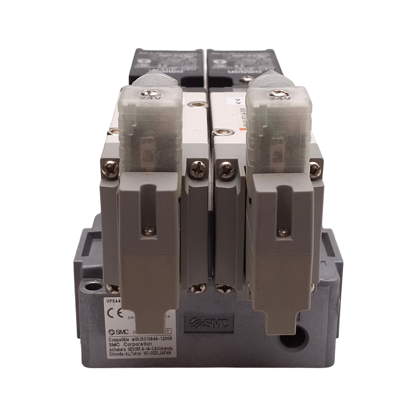 Used SMC VP544-5DZ1-03N-M-X538 Dual Solenoid Valve Assembly w/ Manifold Base 24VDC