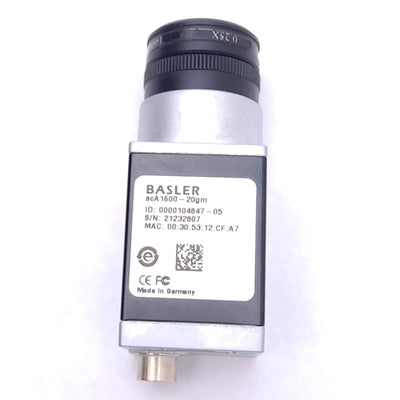 Used Basler acA1600-20gm GigE Camera, 1/1.8", 20fps 1626x1236 4.4μm, 12 VDC, CS-Mount