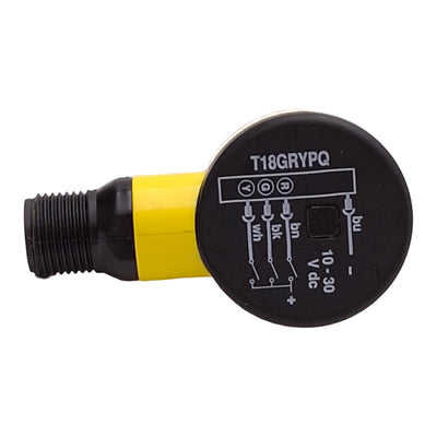 Used Banner T18GRYPQ LED Indicator, 3-Color Green Red Yellow, 10-30VDC, 4-Pin M12