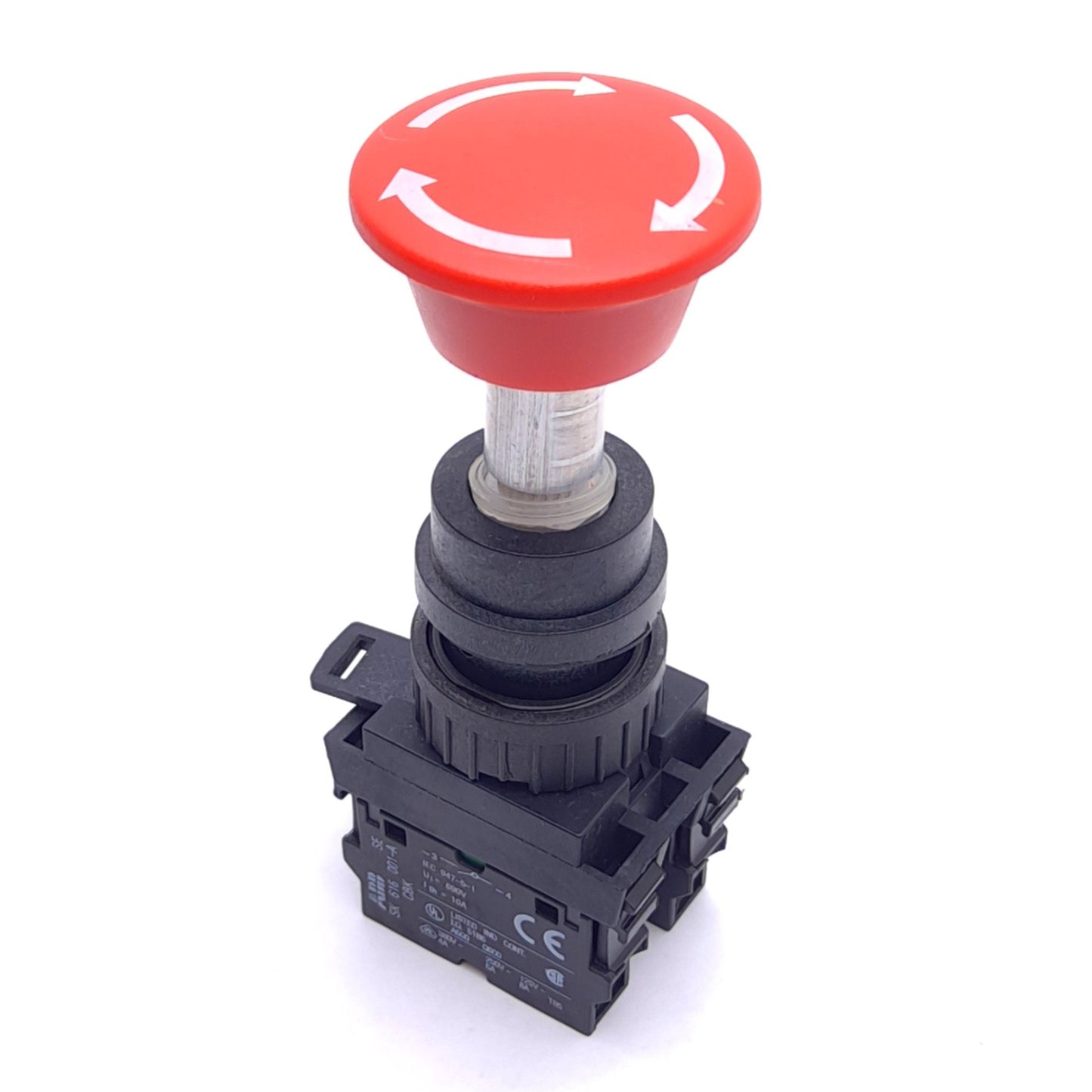 Used ABB SK616001-A, SK616001B Contact Blocks w/ E-Stop Twist Button, ø40mm, 1NO 1NC