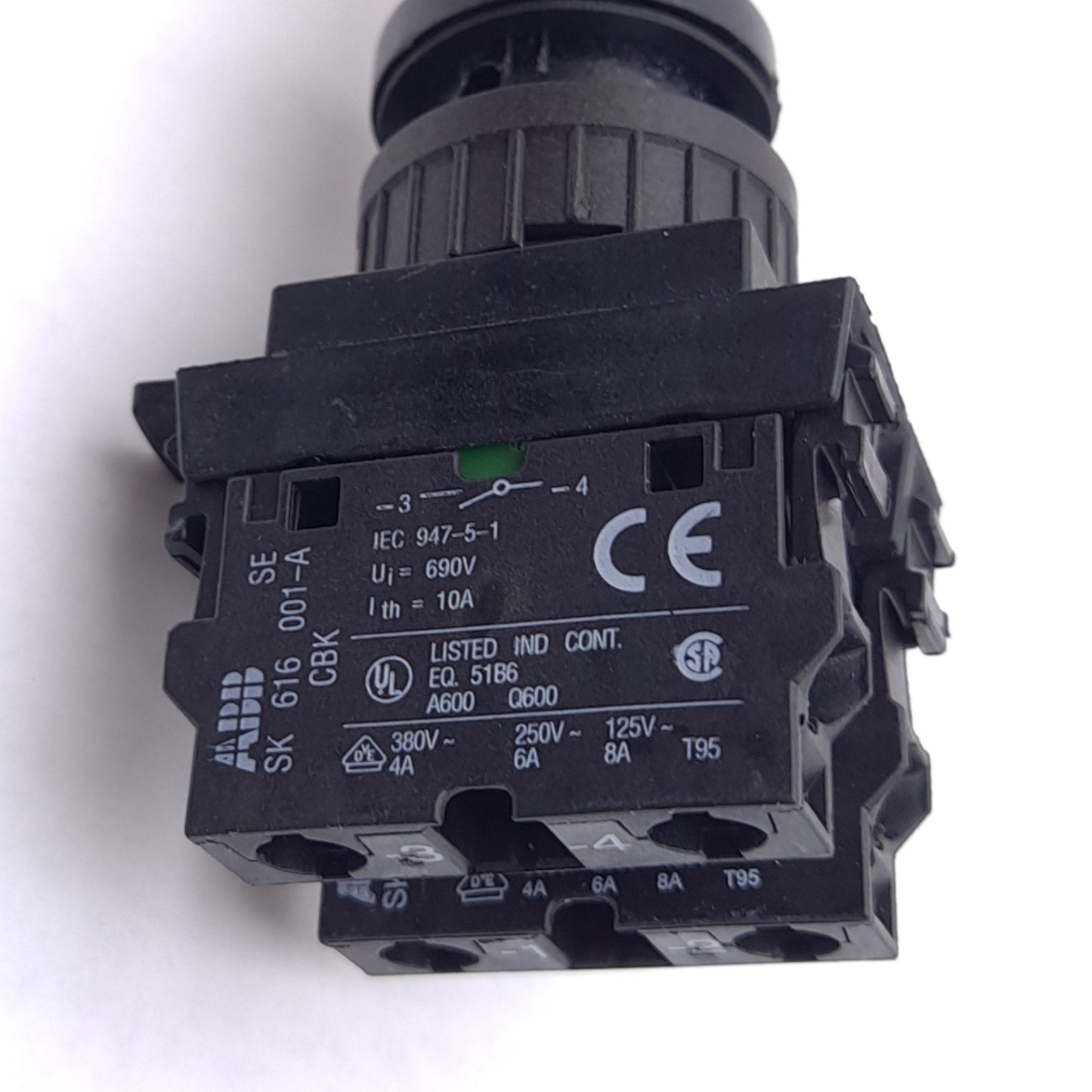 Used ABB SK616001-A, SK616001B Contact Blocks w/ E-Stop Twist Button, ø40mm, 1NO 1NC