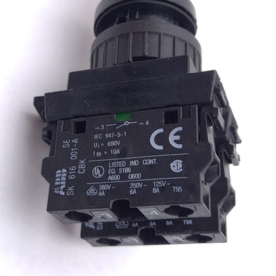 Used ABB SK616001-A, SK616001B Contact Blocks w/ E-Stop Twist Button, ø40mm, 1NO 1NC