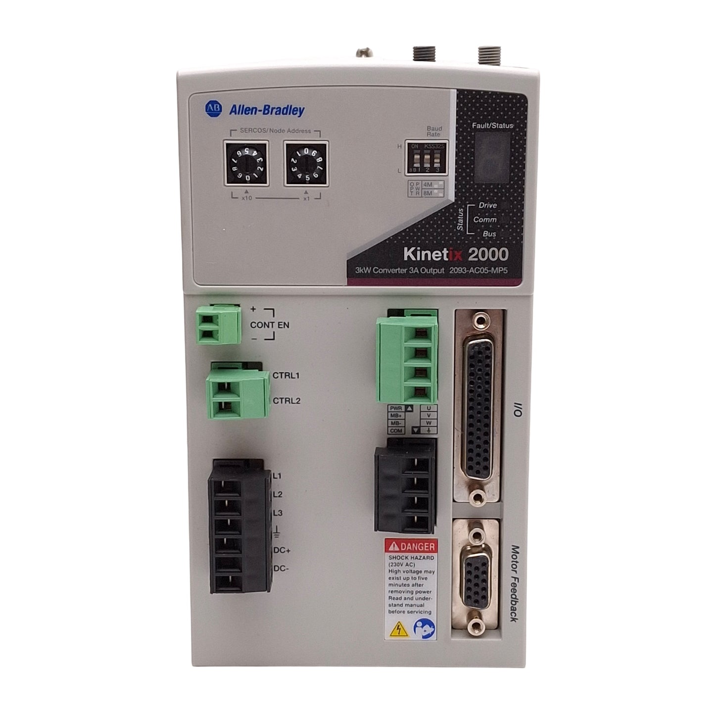 Used Allen Bradley 2093-AC05-MP5 KINETIX 2000 Servo Drive & PSU 3kW 3A, 1/3PH 230VAC