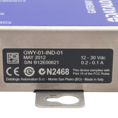 Used Datalogic GWY-01-IND-01 Subnet 16 Gateway, Ethernet, 12-30VDC, 0.2-0.1A, 100Mbps