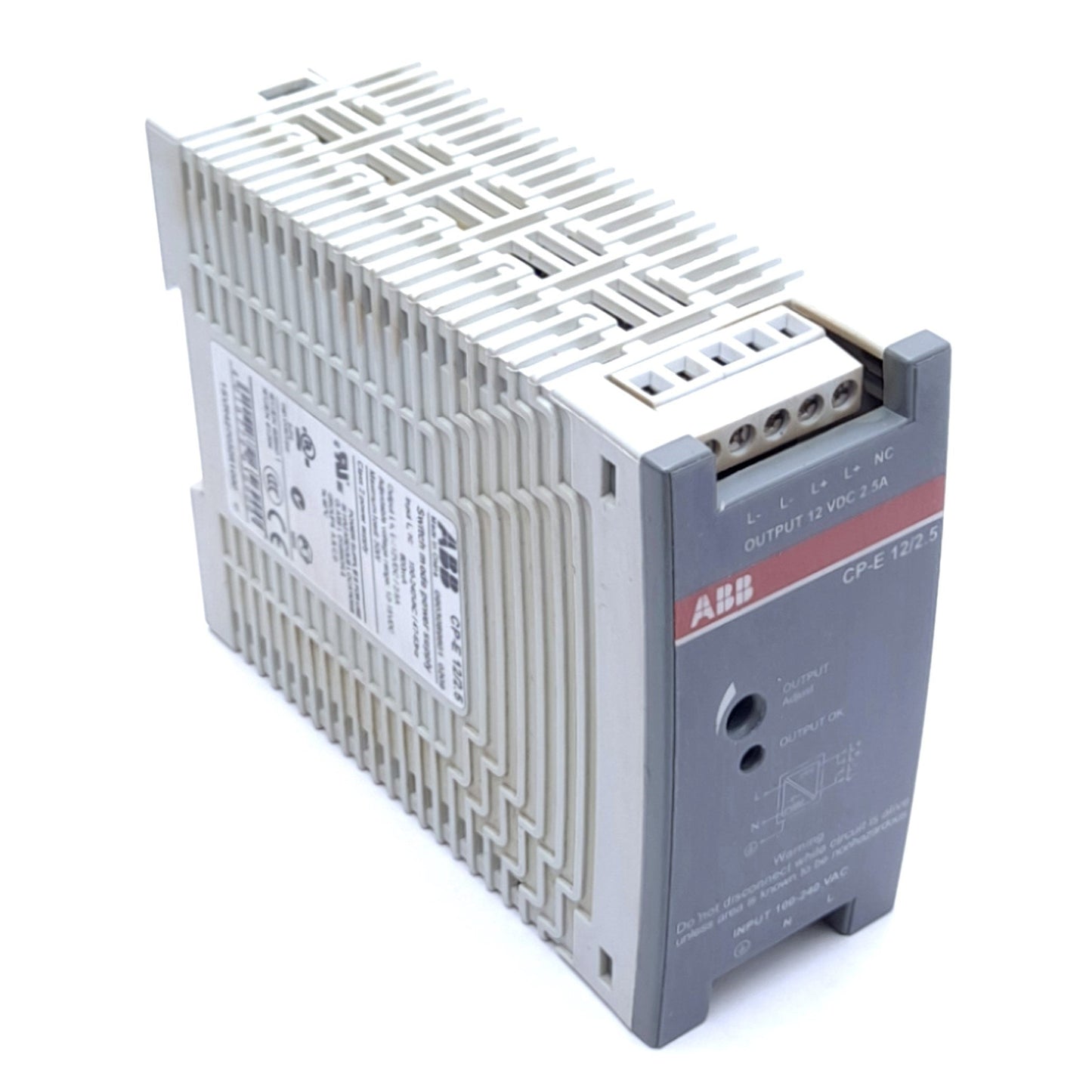 Used ABB CP-E 12/2.5 Switching Mode Power Supply, 100-240VAC In, 12-15VDC 2.5A Out