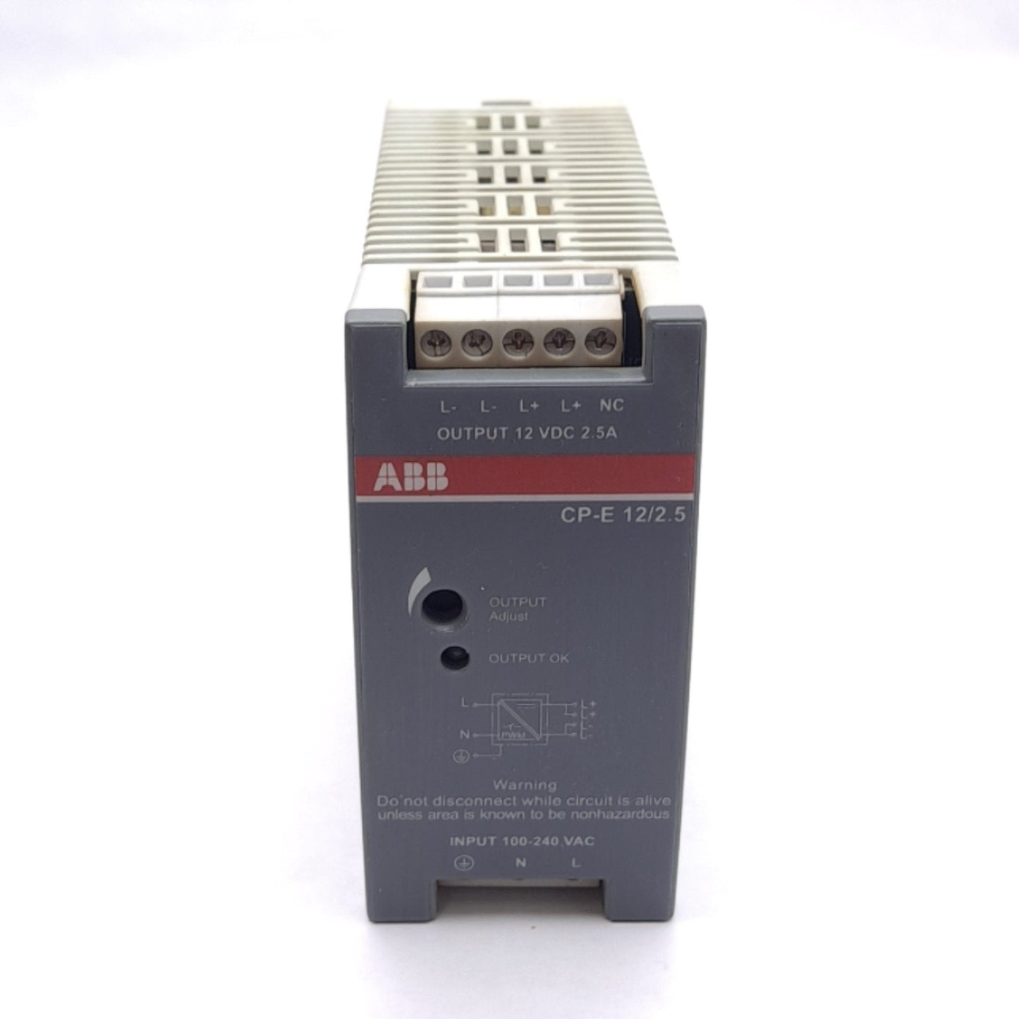 Used ABB CP-E 12/2.5 Switching Mode Power Supply, 100-240VAC In, 12-15VDC 2.5A Out