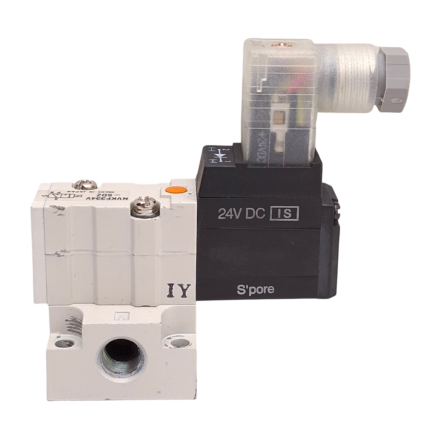 Used SMC NVKF334V-5DZ Vacuum Solenoid Valve, -100kPa~0.7MPa, 1/8in NPTF, 24VDC Coil