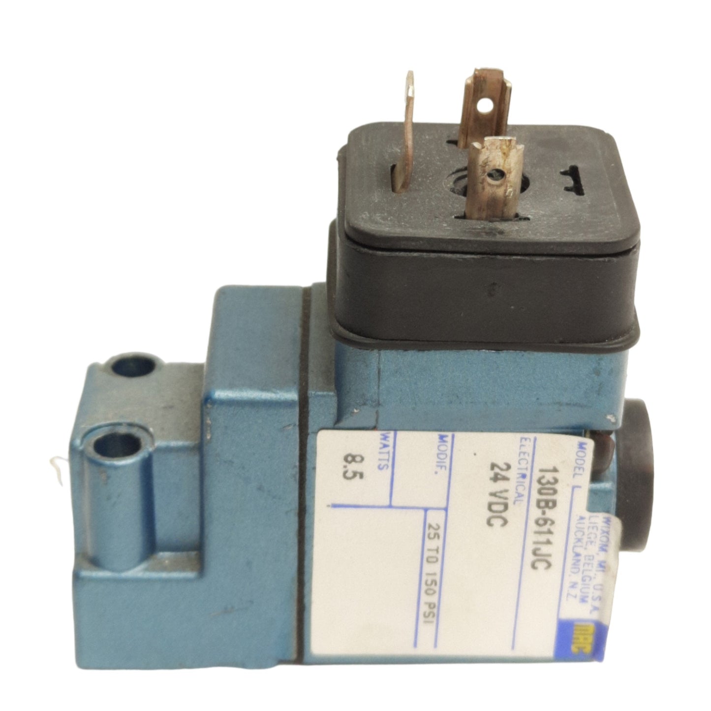 Used Mac Valves 130B-611JC Solenoid Coil, 24VDC 8.5 Watts, 18mm Form A, For 56 Series