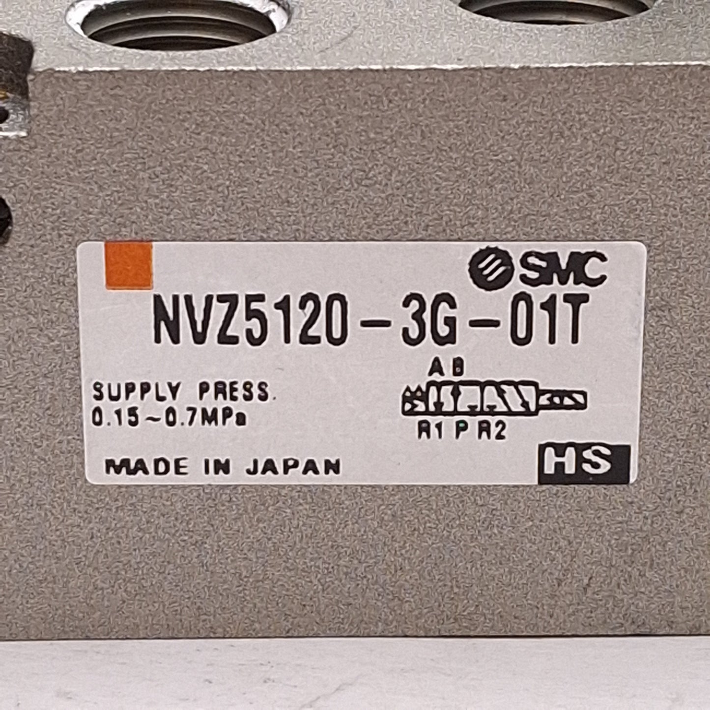 Used SMC NVZ5120-3G-01T Solenoid Valve, 5-Port, 20-100PSI, 1/8in NPTF, 110VAC Coil