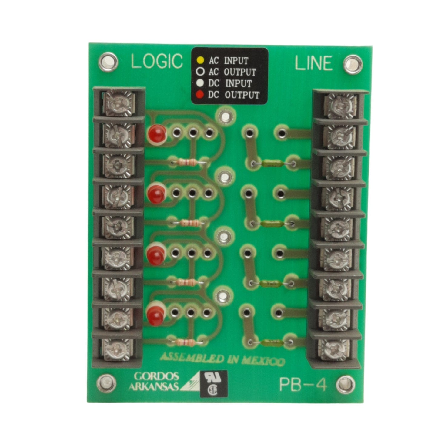 Used Gordos PB-4 SSR Mounting Rack, 4-Channel, 24VDC Logic Supply, For SM Series