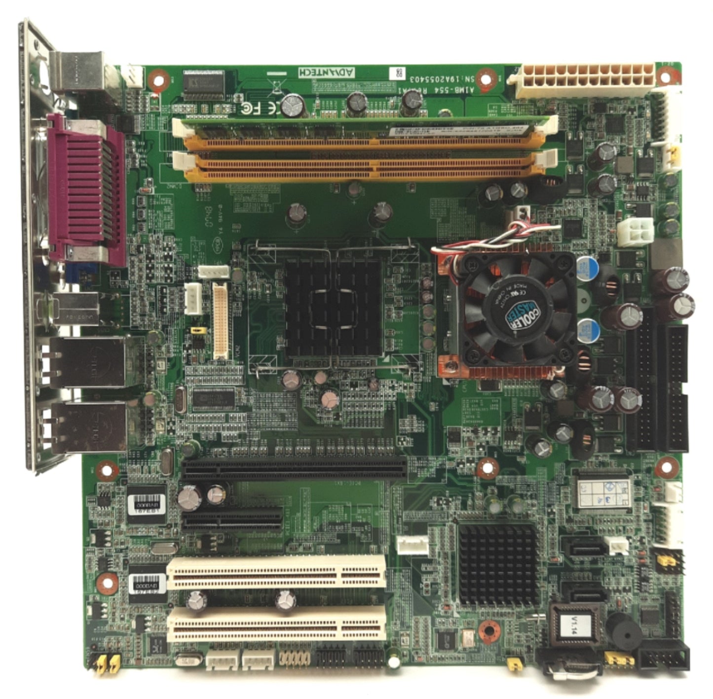 Used Advantech AIMB-554G2 Motherboard & CPU, Intel Core 2 2.16GHz, 2GB RAM, LVDS