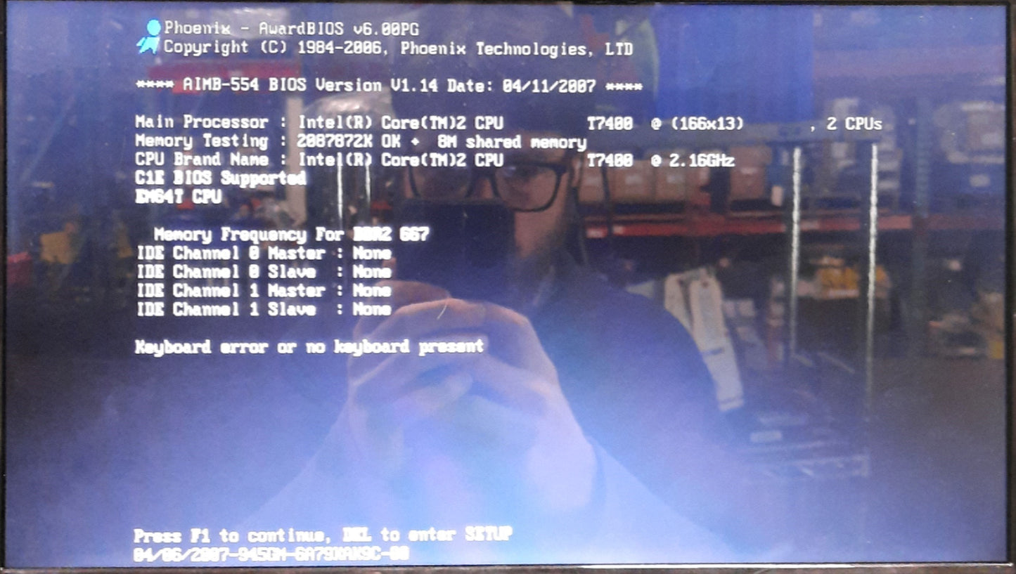 Used Advantech AIMB-554G2 Motherboard & CPU, Intel Core 2 2.16GHz, 2GB RAM, LVDS