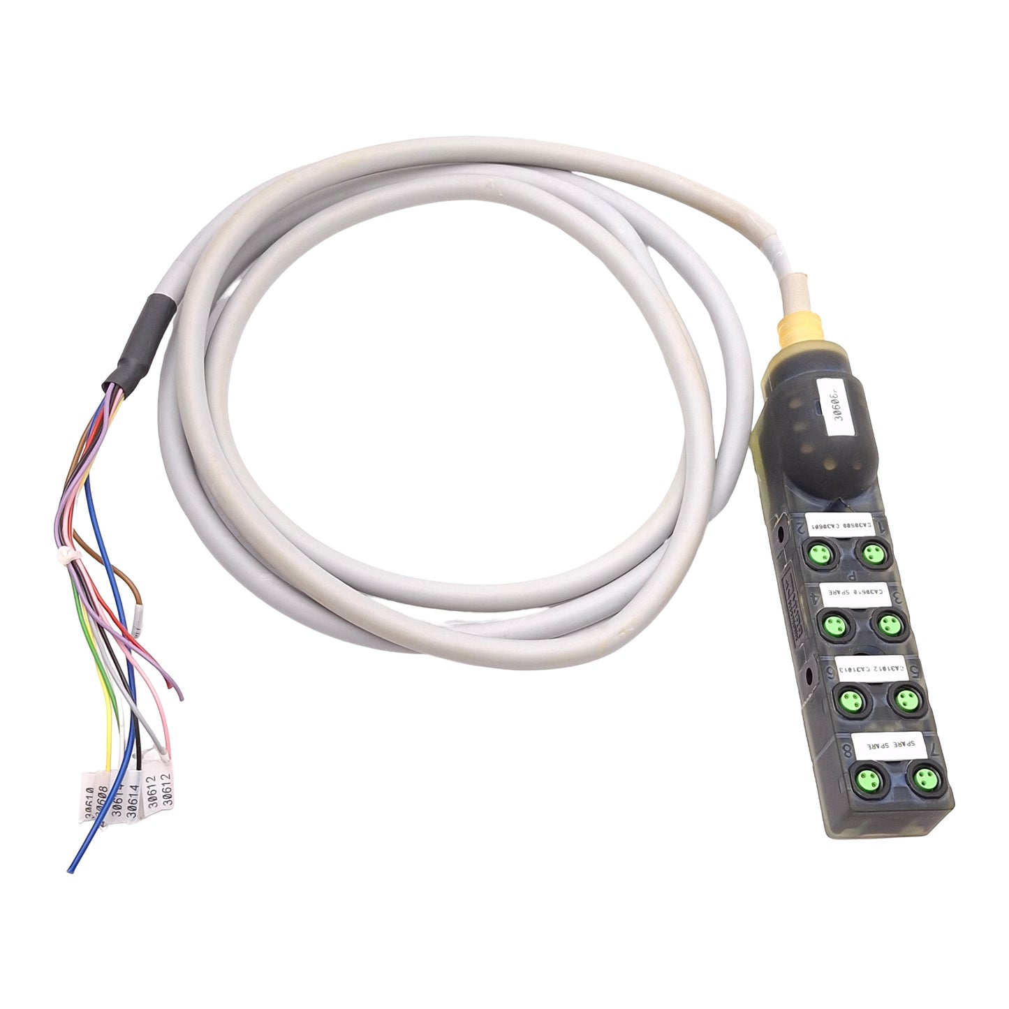 Used Murr Elektronik 8000-88010-3570500 Exact8 Pre-Wired Cable, 8-Port, M8 3-Pin, 2m