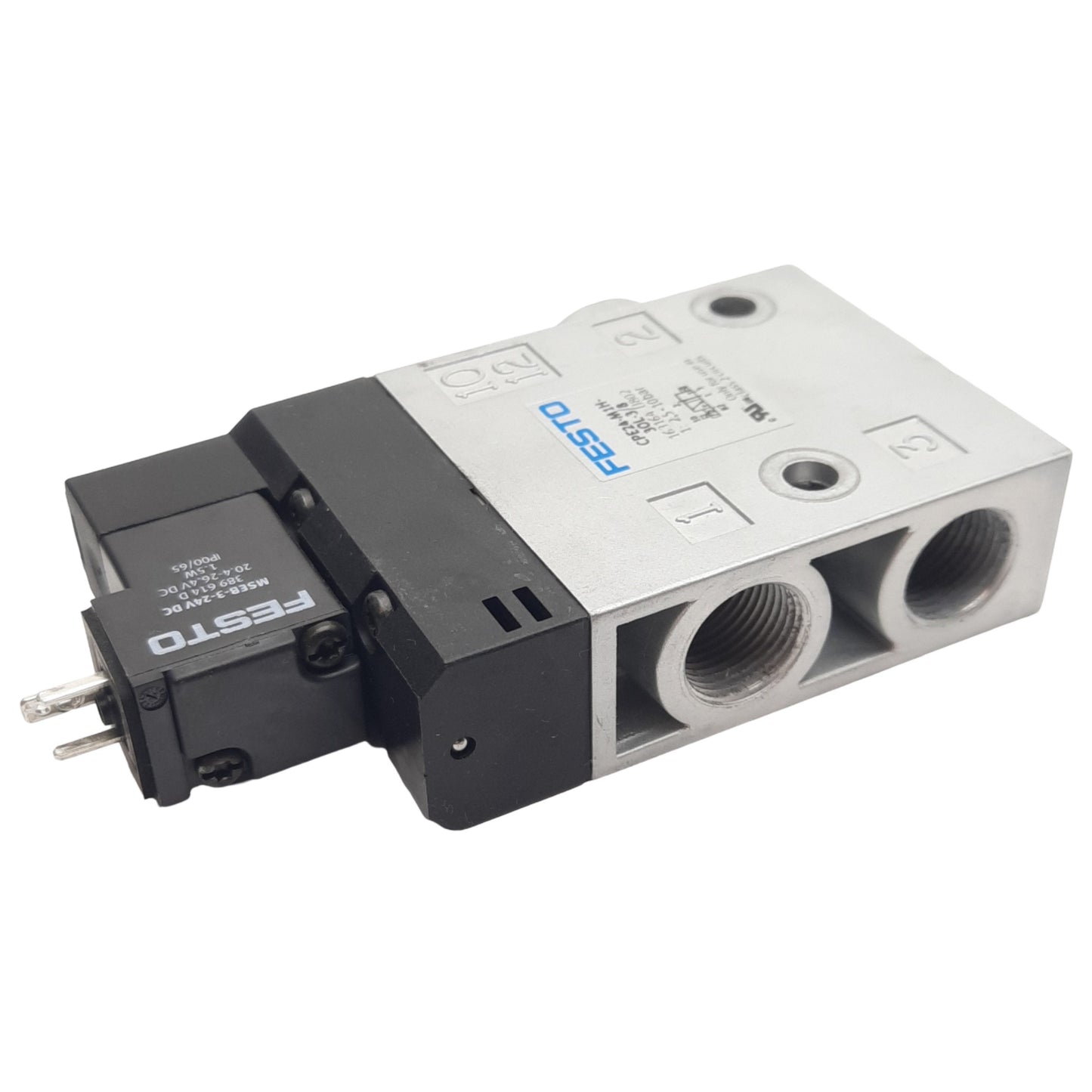 Used Festo CPE24-M1H-3OL-3/8 Solenoid Valve, 3/2-Way NO, 2.5-10bar, G3/8, 24VDC Coil