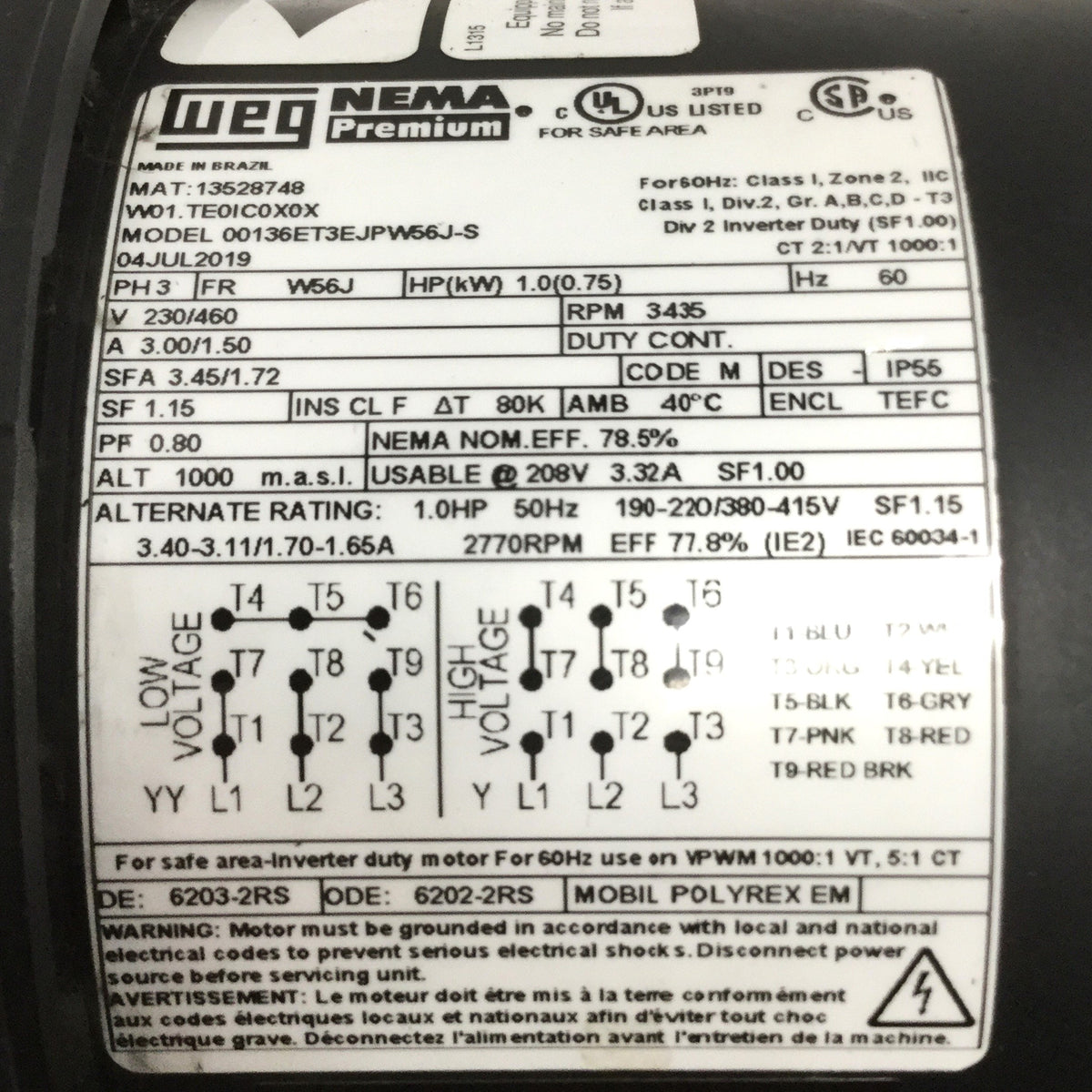 Used Scot MP 231 AS Pump & Motor 3PH 208-230/460VAC 60Hz 1HP, 3435RPM, 1 & 1-1/4" NPT