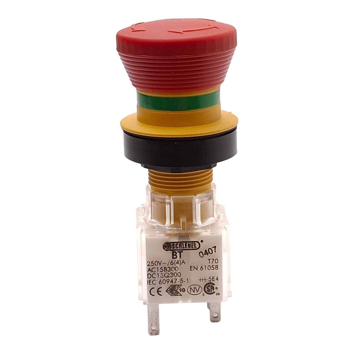 Used Schlegel RKUV28 BT Pushbutton E-Stop Twist-to-Release ø16.2mm 1NC+1NO 240VAC 4A