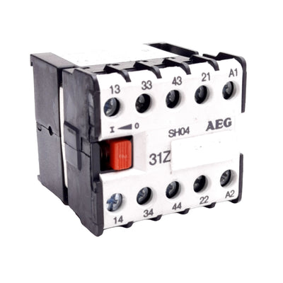 Used AEG SH04 31Z Mini Contactor Relay, 4-Pole, Coil: 24VDC, Contact: 600VAC 16A