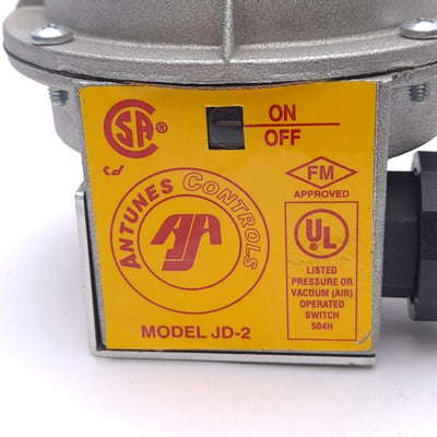 Used Antunes JD-2 Pressure Switch, 0.1-4in WC, 1/8 NPT, 5/10A 250/125VAC, 1NC 1NO