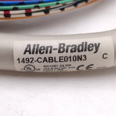 Used Allen Bradley 1492-CABLE010N3 Digital I/O Cable 40-Pin IDC to Flying Leads 0.8m