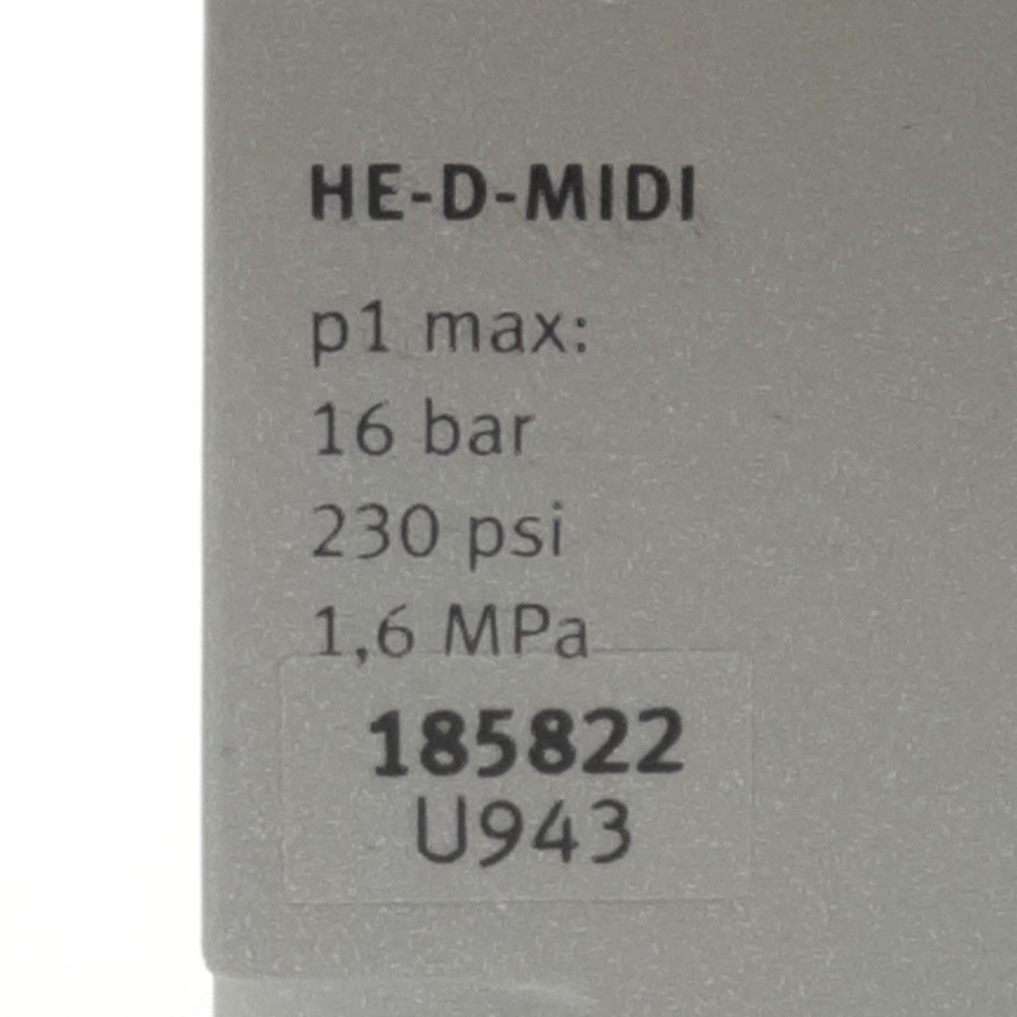 Used Festo HE-D-MIDI Pneumatic Manual Valve, 3/2 On/Off, G1/4 Port, 230psi Max