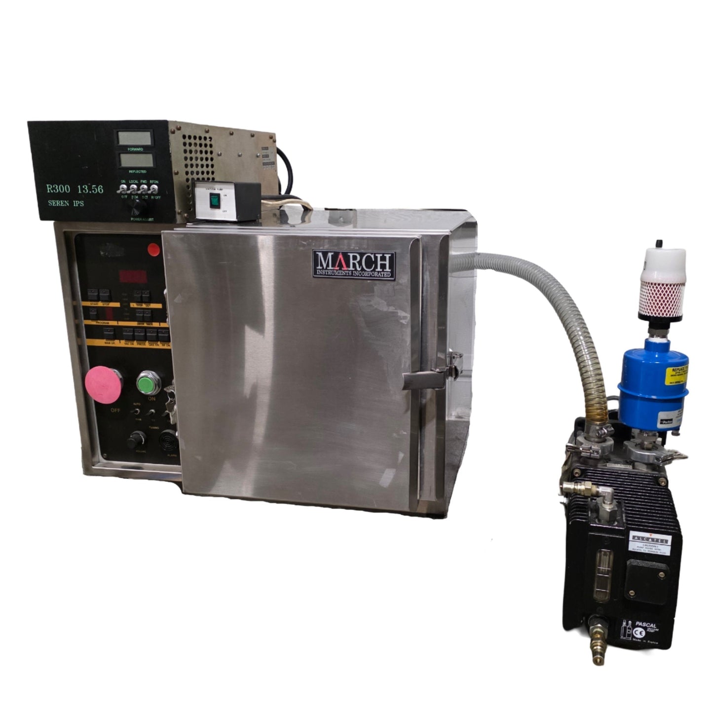 Used March PX-250 Plasma Asher With Seren IPS R300, 300W, 13.56MHz, 220VAC 20A 1Ph