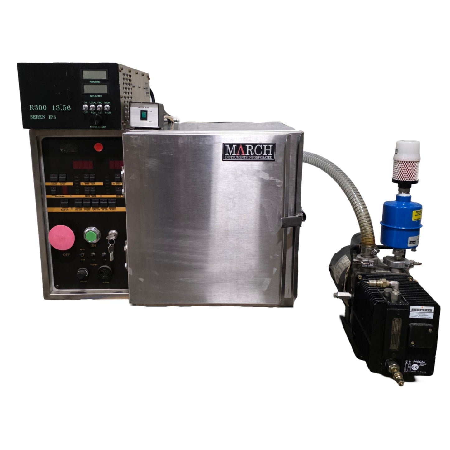 Used March PX-250 Plasma Asher With Seren IPS R300, 300W, 13.56MHz, 220VAC 20A 1Ph